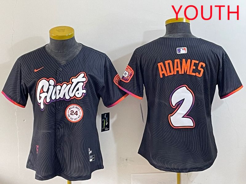 Youth San Francisco Giants #2 Adames Black Joint Name Nike 2025 MLB Jersey style 10